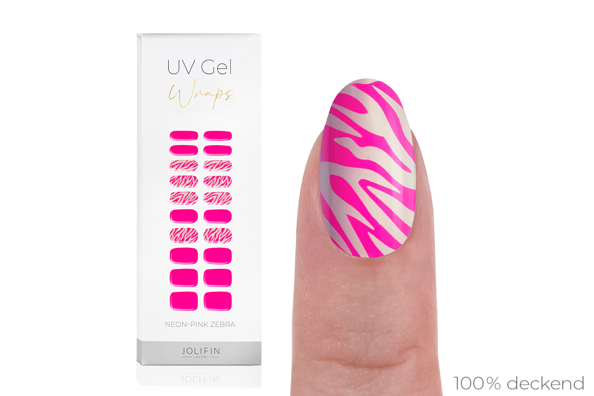 Jolifin LAVENI UV Gel-Wraps - neon-pink zebra