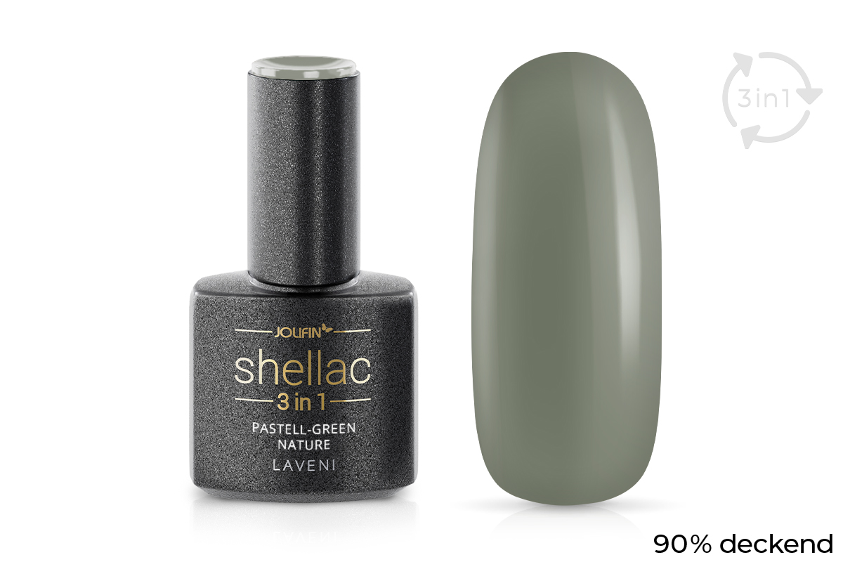 Jolifin LAVENI 3in1 Shellac - pastel-green nature 10ml