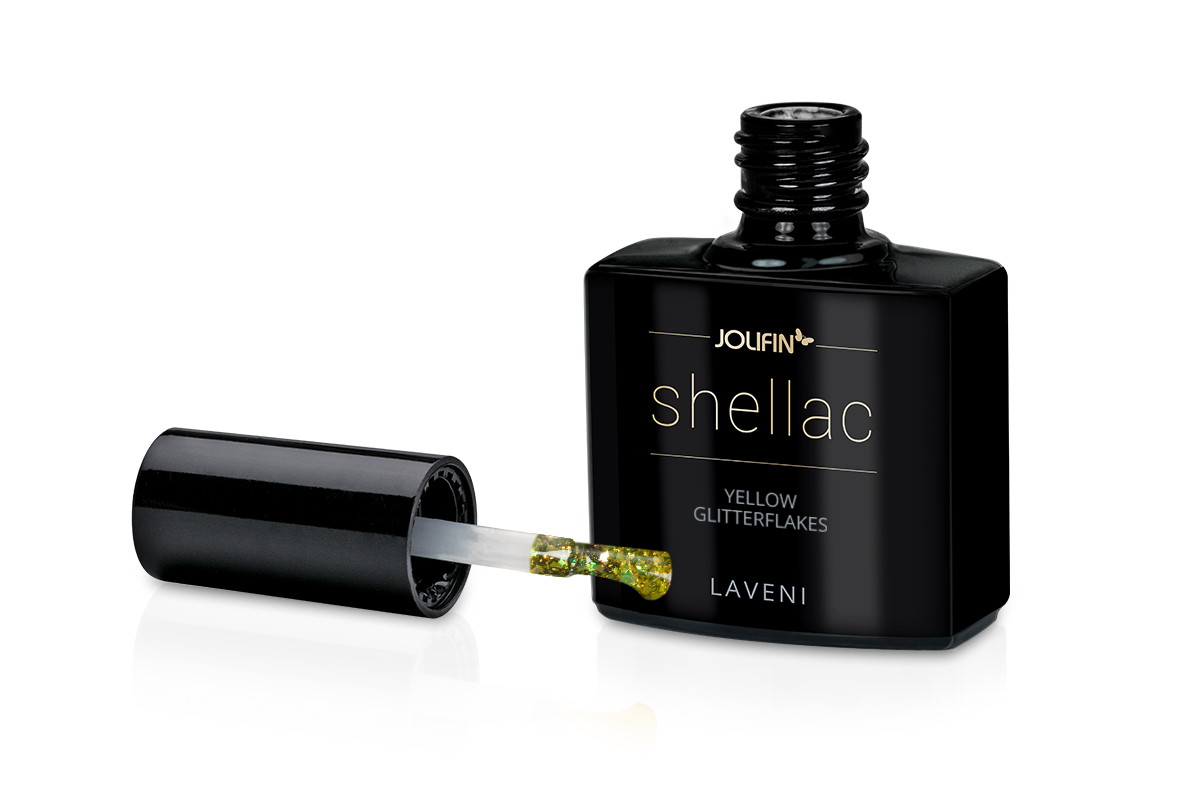 Jolifin LAVENI Shellac - yellow Glitterflakes 10ml