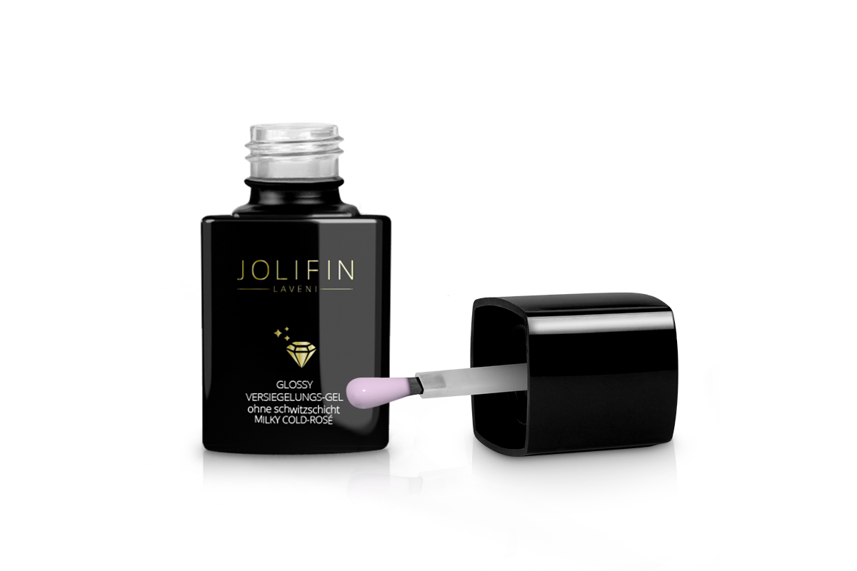 Jolifin LAVENI Glossy Sealing Gel without sweat layer - milky cold rosé 11ml