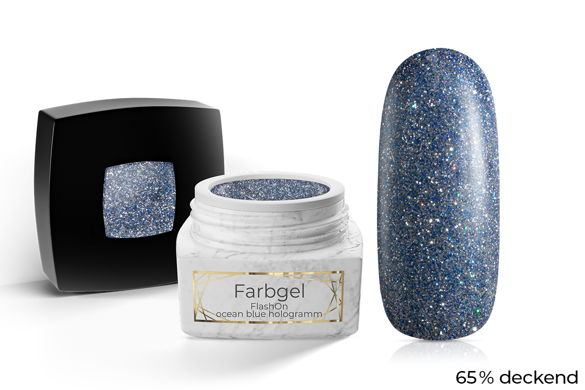 Jolifin LAVENI PRO Farbgel - FlashOn ocean blue hologramm 5ml