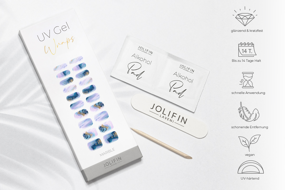 Jolifin LAVENI UV Gel Wraps - marble