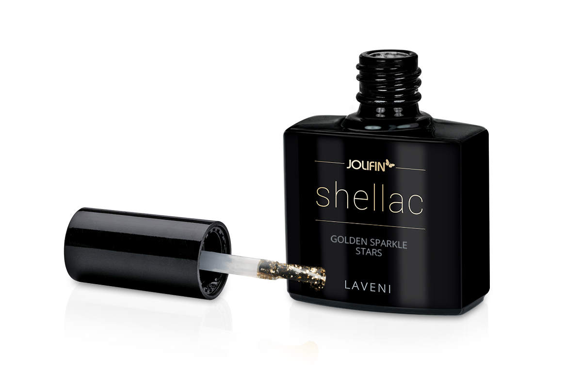 Jolifin LAVENI Shellac - golden sparkle stars 10ml