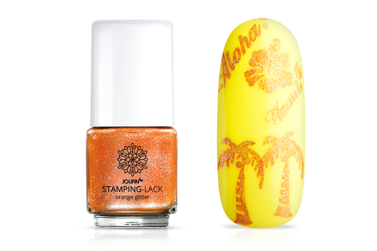 Jolifin Stamping Lacquer orange glitter 12ml