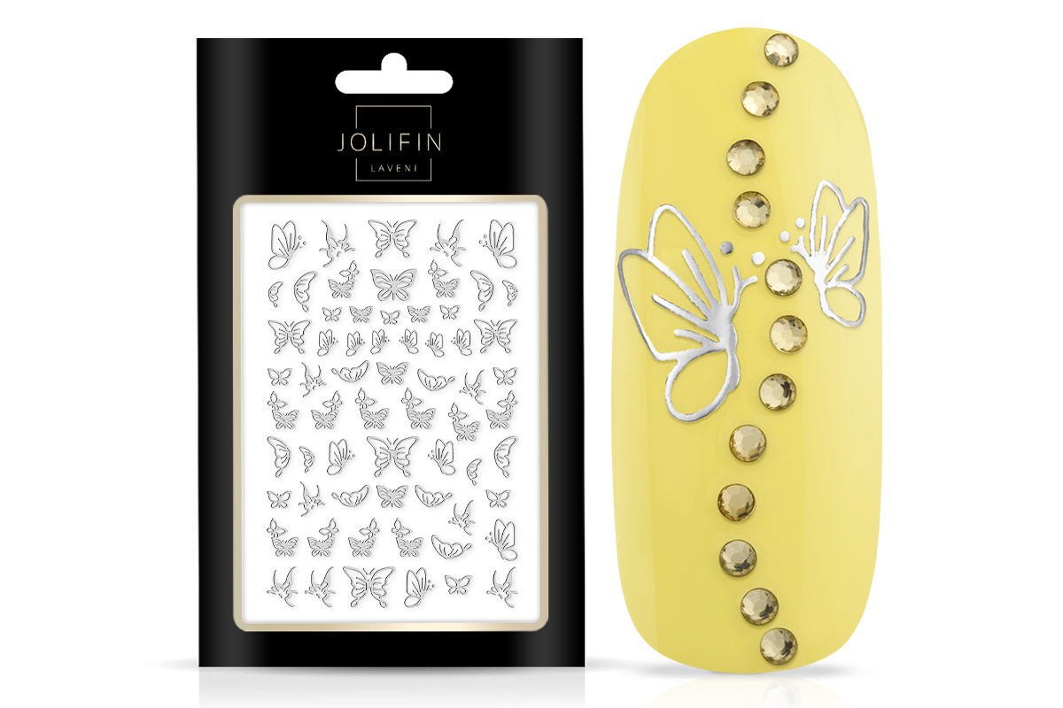 Jolifin LAVENI XL Sticker - Butterfly silver