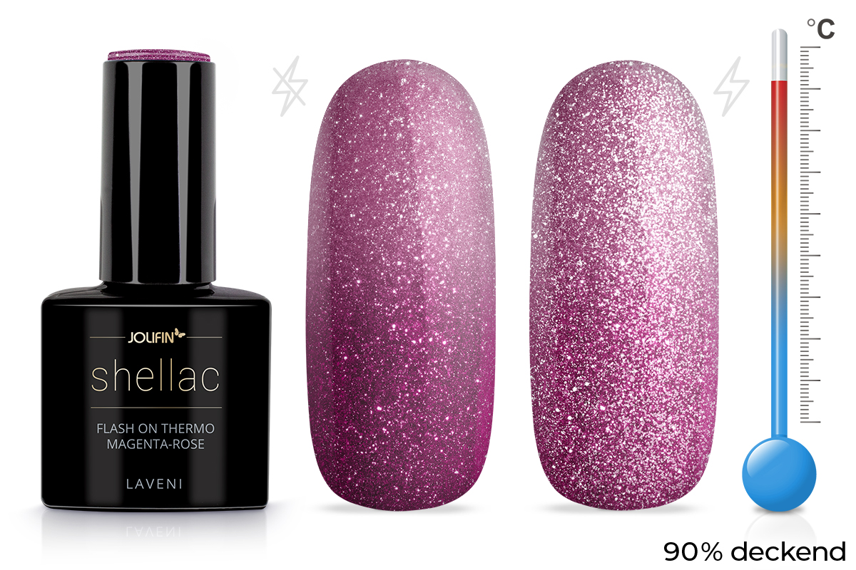 Jolifin LAVENI Shellac - FlashOn Thermo magenta-rose 10ml