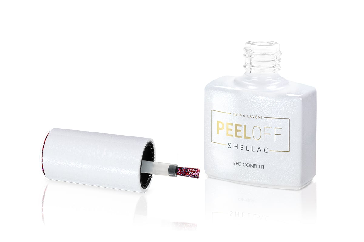 Jolifin LAVENI Shellac PeelOff - red confetti 10ml