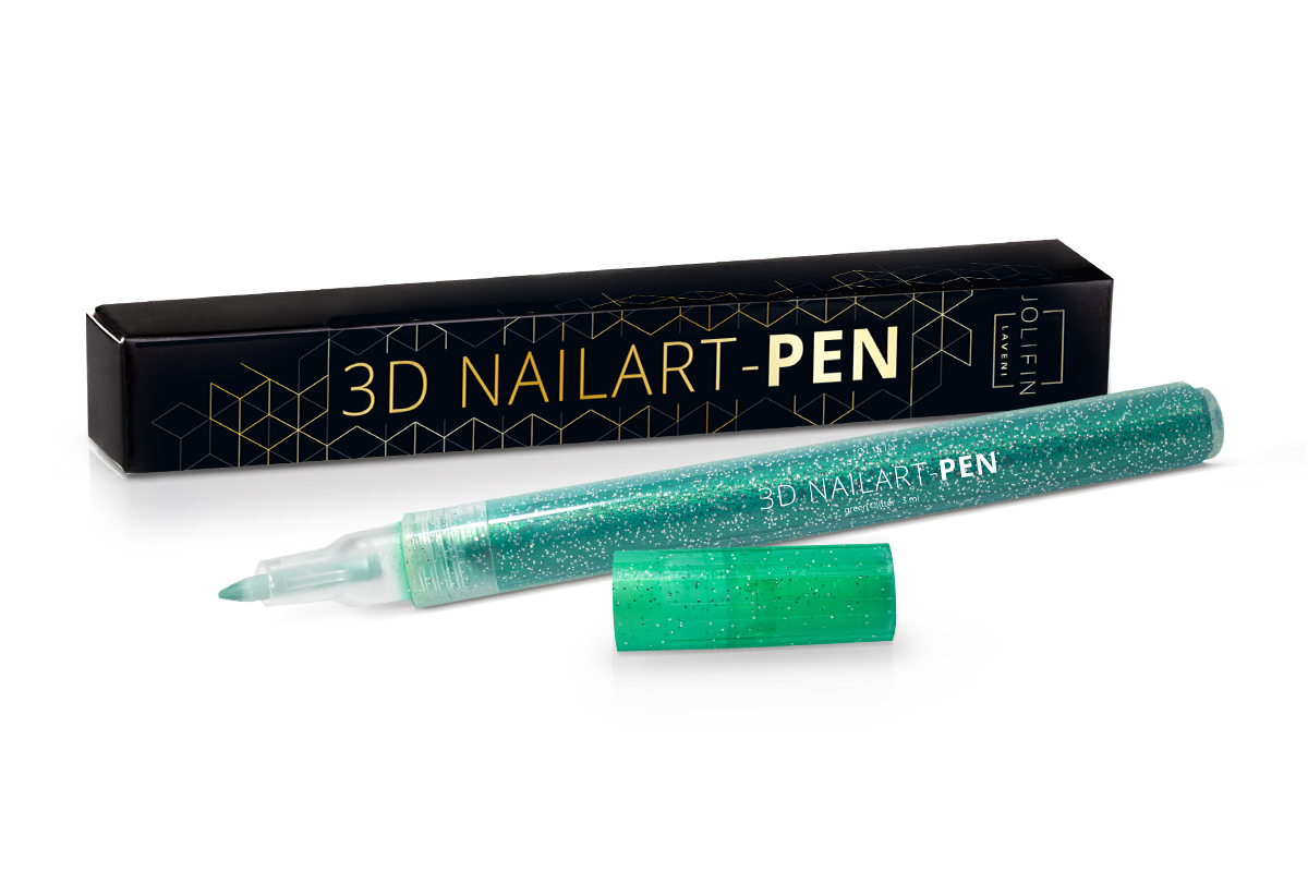 Jolifin LAVENI 3D Nailart-Pen - green Glitter