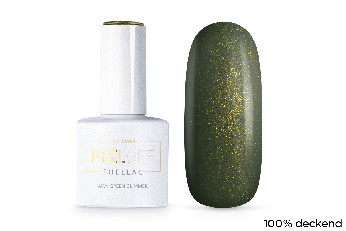 Jolifin LAVENI Shellac PeelOff - navy green Glimmer 10ml