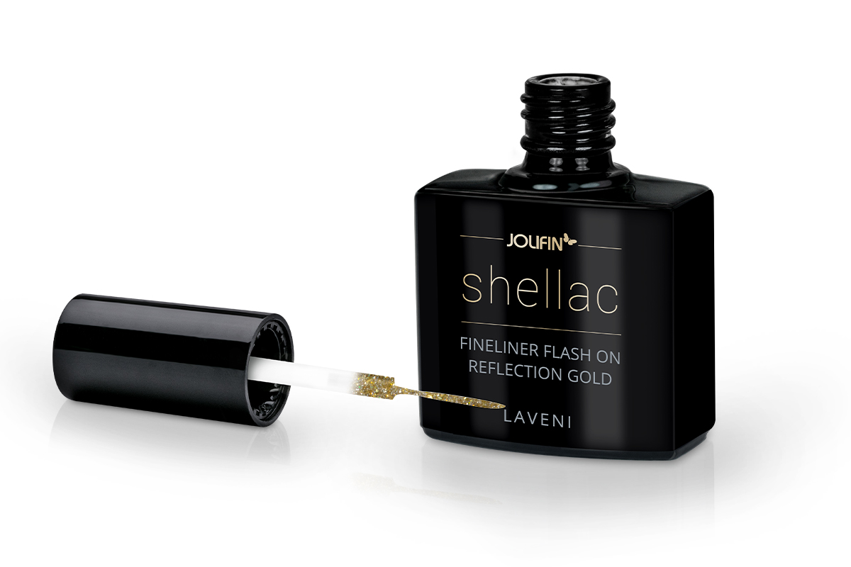 Jolifin LAVENI Shellac Fineliner - FlashOn reflection gold 10ml