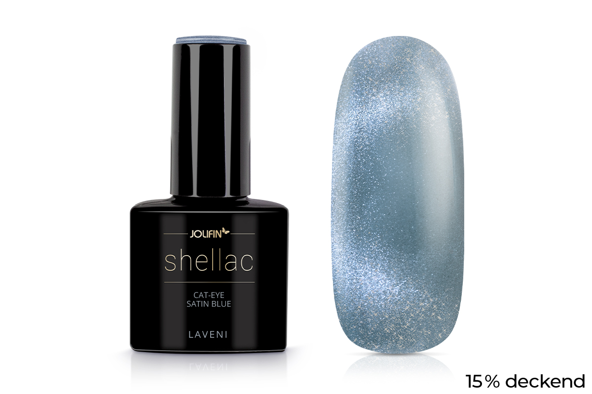 Jolifin LAVENI Shellac - Cat-Eye satin blue 10ml