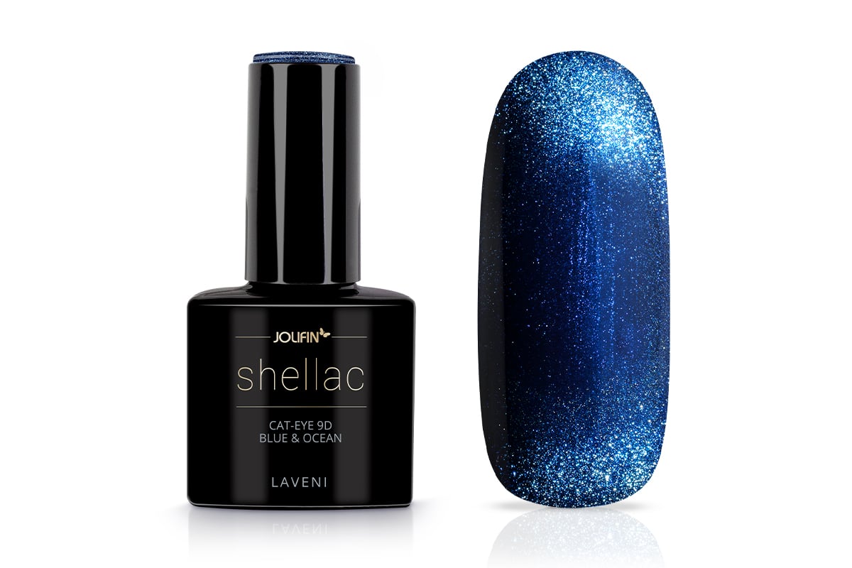 Jolifin LAVENI Shellac - Cat-Eye 9D blue & ocean 10ml