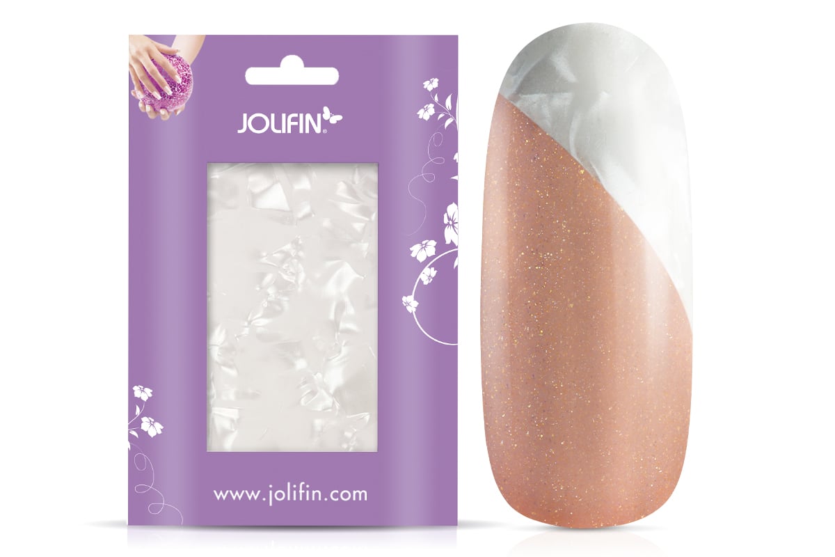 Jolifin Nail Art flexi Seashell Wrap white-pearl