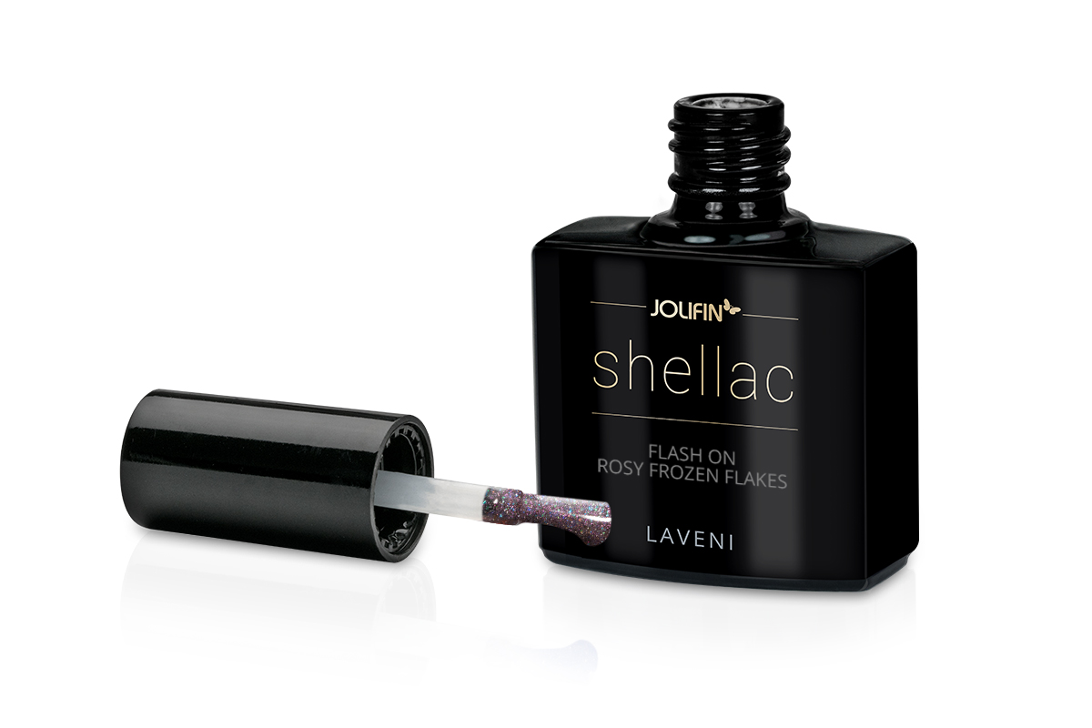  Jolfin LAVENI Shellac - FlashOn rosy frozen Flakes 10ml