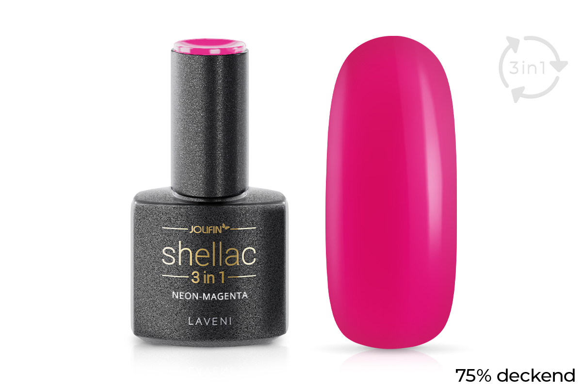 Jolifin LAVENI 3in1 Shellac - neon-magenta 10ml