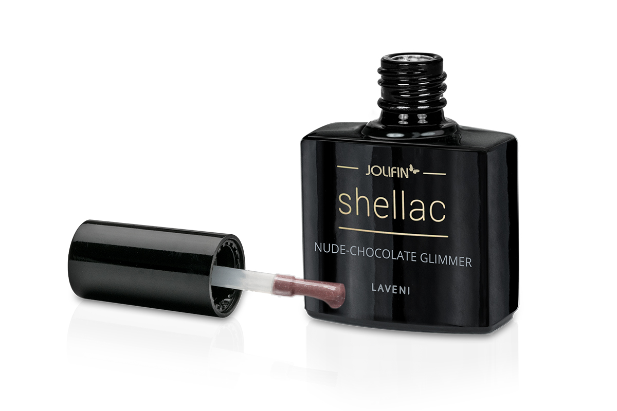 Jolifin LAVENI Shellac - nude-chocolate Glimmer 10ml