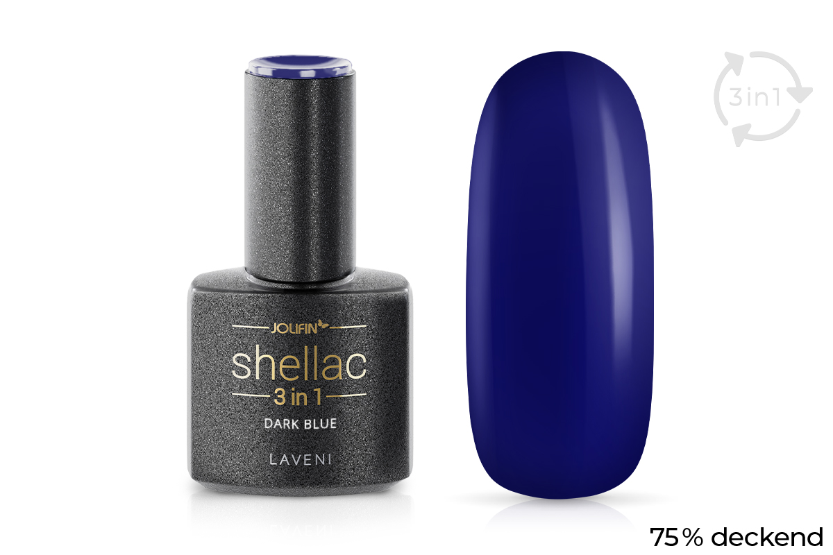 Jolifin LAVENI 3in1 Shellac - dark blue 10ml