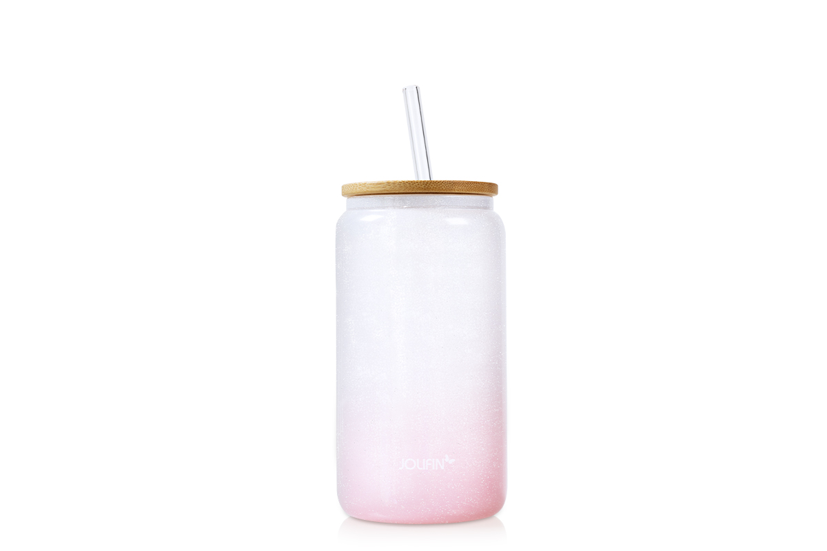 Jolifin drinking glass with straw - 470ml