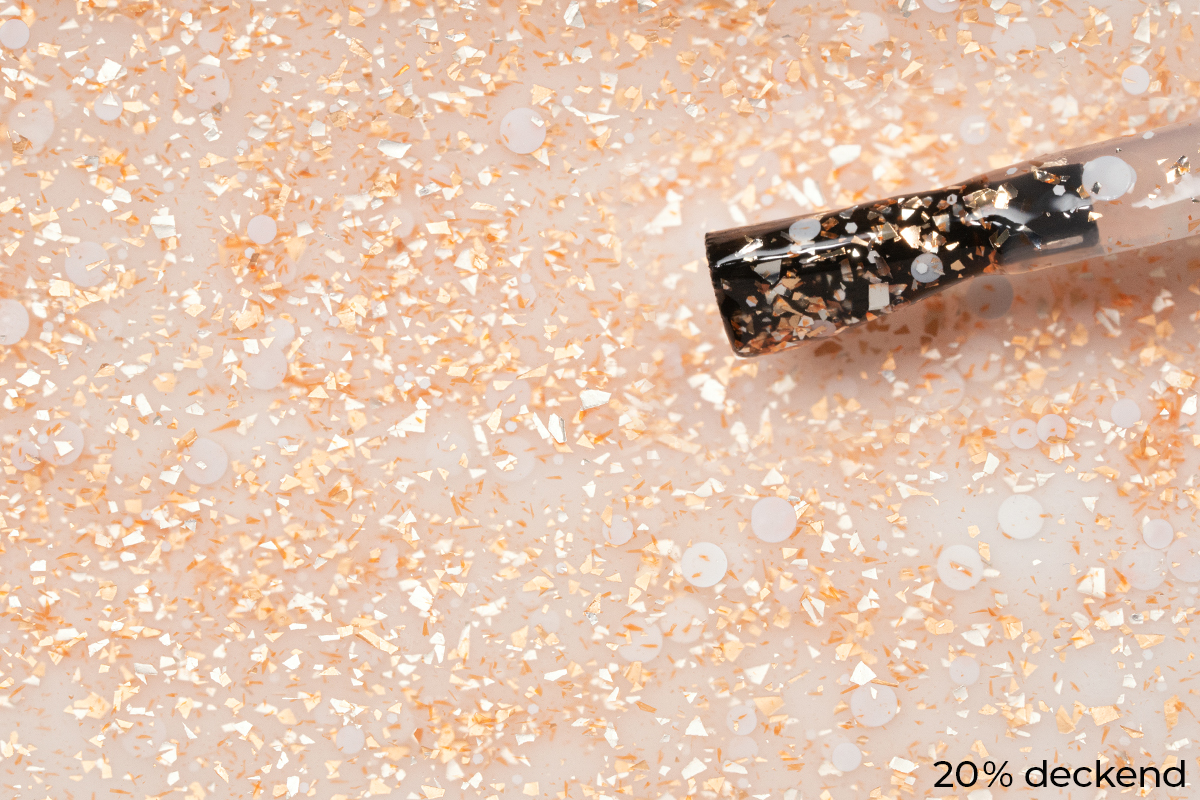 Jolifin LAVENI Shellac - Top-Coat super matt ohne Schwitzschicht champagne confetti 10ml