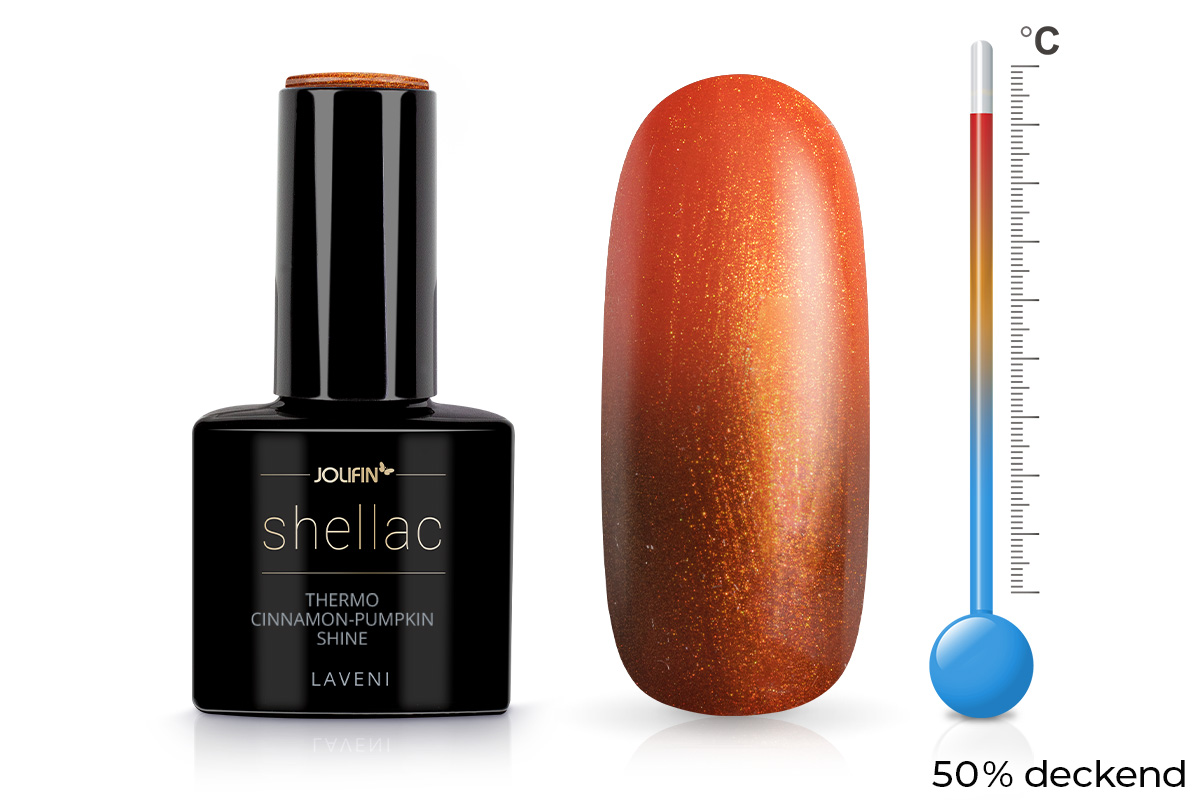 Jolifin LAVENI Shellac - Thermo cinnamon-pumpkin shine 10ml