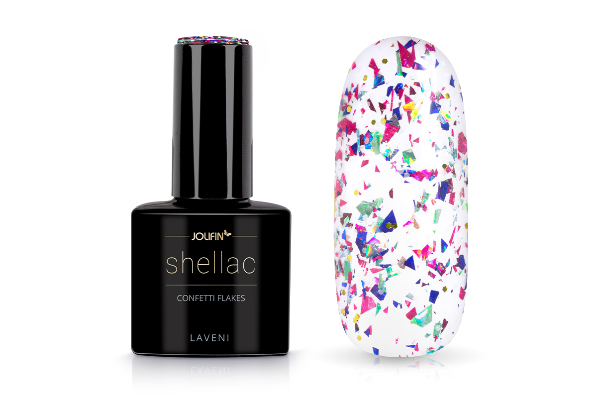 Jolifin LAVENI Shellac - confetti flakes 10ml