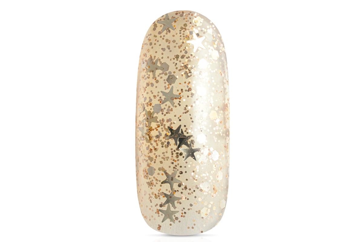 Jolifin LAVENI Shellac - golden sparkle stars 10ml