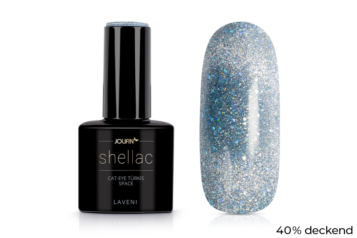 Jolifin LAVENI Shellac - Cat-Eye turquoise space 10ml