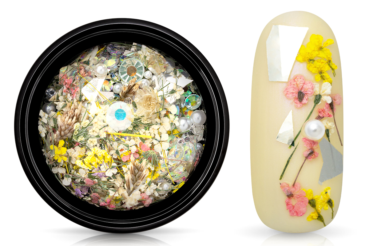 Jolifin Dried Flowers Nail Art Mix - yellow